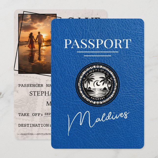 Royalet Blue Maldives Passport Spara datum Datumet (Fram/baksida)