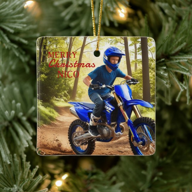 Royalet Blue Motocross Enthusiast jul Ornament (Träd)