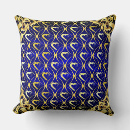 Royalet Blue och Guld Hearts Pillow Kudde