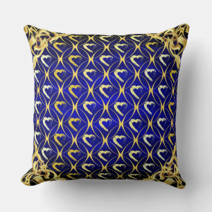 Royalet Blue och Guld Hearts Pillow Kudde