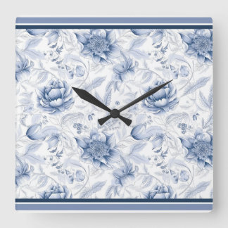 Royalet Blue Porcelain Blommönster Vol.1 Fyrkantig Klocka