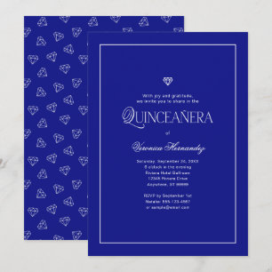 Royalet Blue Quinceanera i modern minimalistisk El Inbjudningar