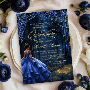 Royalet Blue Quinceañera Inbjudningar