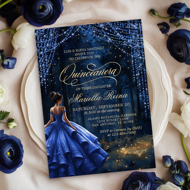 Royalet Blue Quinceañera Inbjudningar (Skapare uppladdad)