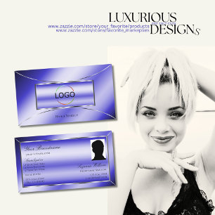 Royalet Blue Silver Decor med Logotyp och foto Visitkort