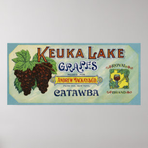 Royalet brännmärker Keuka etiketten för sjödruvor Poster