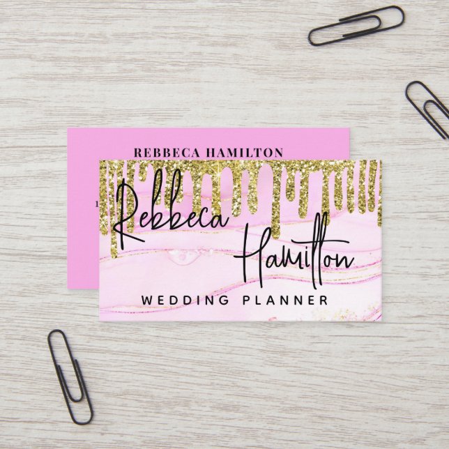 Royalet Bröllop Event Planner Ro Glitter Drives (H Visitkort (Fram/Back In Situ)