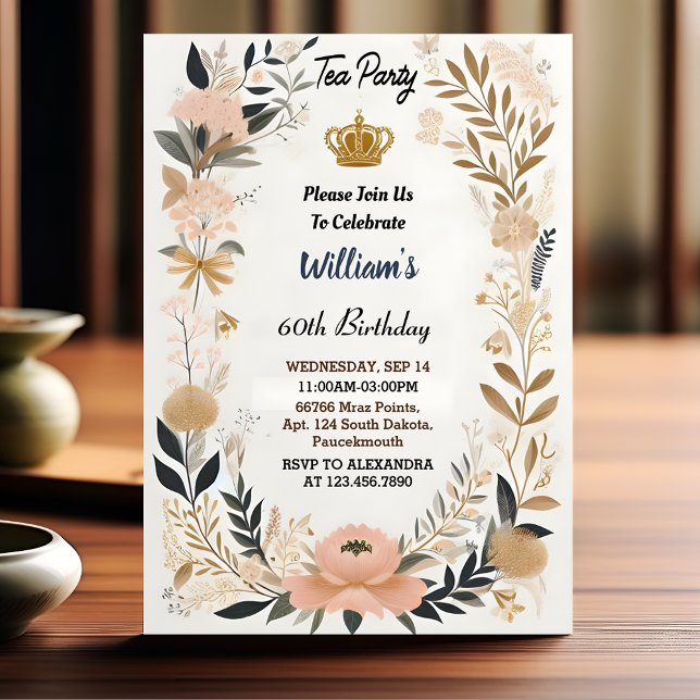 Royalet Chic Vuxen Fairy Tea Party 50:e födelsedag Inbjudningar (Skapare uppladdad)