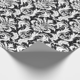 Royalet Damask Glitter Black White Elegant Presentpapper