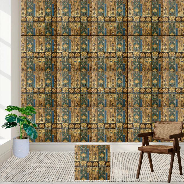 Royalet Egyptian Lotus and Scarab Design Tile Kakelplatta (Royal Egyptian Lotus and Scarab Design Tile)