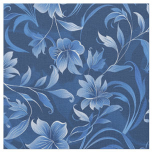 Royalet elegant, blå Blommigt Tyg