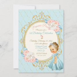 Royalet Fairytale Princess  Guld Aqua Girl Inbjudningar