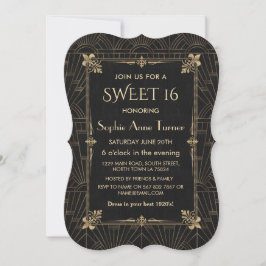 Royalet Fleur-de-Lis Art Deco 1920 s SWEET 16 Inbjudningar