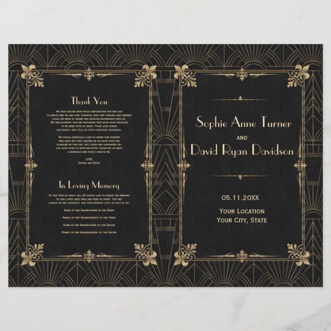 Royalet Fleur-de-Lis Art Deco 1920-talets Bröllops (Framsida)