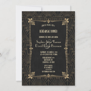 Royalet Fleur-de-Lis Art Deco 1920-talets repetiti Inbjudningar