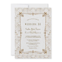 royalet Fleur-de-Lis Art Deco Guld White Bröllop