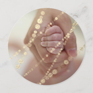 Royalet Foto på Baby Shower Girl Ro Guld Rosa Inbjudningar