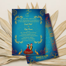 Royalet Golden Peacock Teal i Indiska Hindu Bröllo