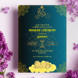 Royalet Golden & Teal, logotyp av Munda Ceremony G Inbjudningar