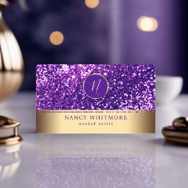 Royalet Guld och Lila Glitter Elegant Visitkort