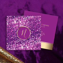 Royalet Guld och Rosa Glitter Elegant Fyrkantigt Visitkort