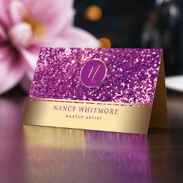 Royalet Guld och Rosa Glitter Elegant Visitkort