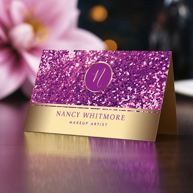 Royalet Guld och Rosa Glitter Elegant Visitkort (Skapare uppladdad)