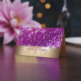 Royalet Guld och Rosa Glitter Elegant Visitkort