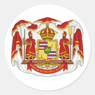 Royalet Jackar Arm från Konungariket Hawaii Runt Klistermärke