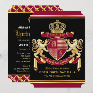 Royalet Jackar Arm Red Guld Lejona Emblem Birthday Inbjudningar