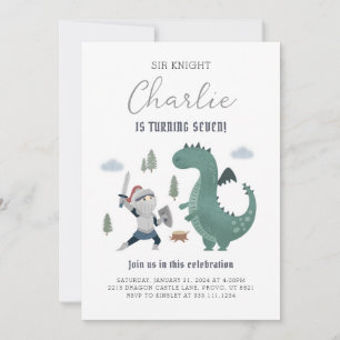 Royalet Knight och Dragons Medieval Birthday Inbju Inbjudningar