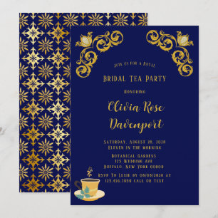 Royalet Krona Damask Möhippa Tea Party Inbjudningar
