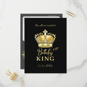 Royalet Krona i Kung vid födelsedagen: Monogram ly Inbjudan Vykort