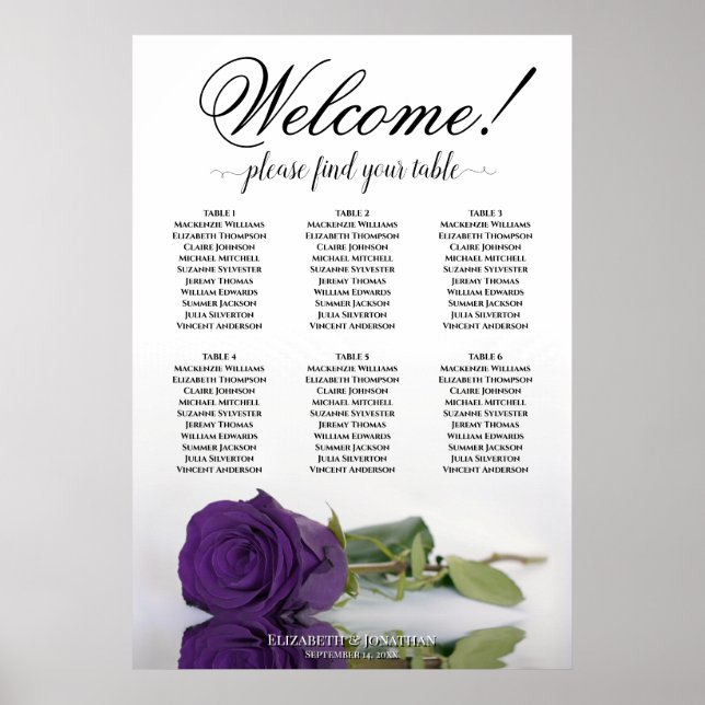 royalet Lila Ro i  vid Eleganten 6 Bord Poster (Framsidan)