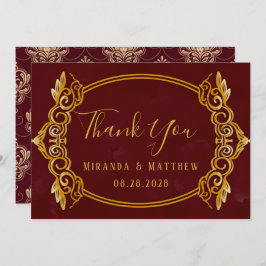 Royalet Luxury Burgundy och Guld tackkort Inbjudningar