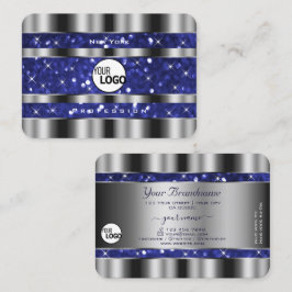 Royalet Luxury Silver Blue Gnistra Glitter add Log Visitkort