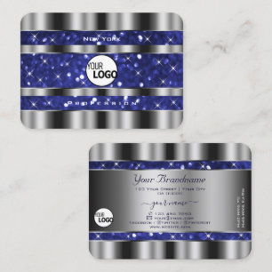 Royalet Luxury Silver Blue Gnistra Glitter add Log Visitkort