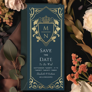 Royalet Medieval Fantasy Monogram Spara datum Inbjudningar