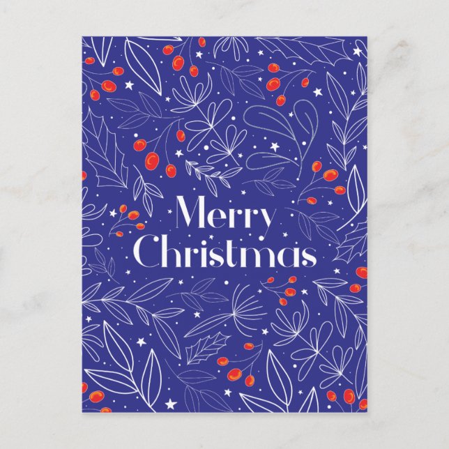 Royalet Merry Shinny Elegant Blue jul Card Meddelande Vykort (Framsida)