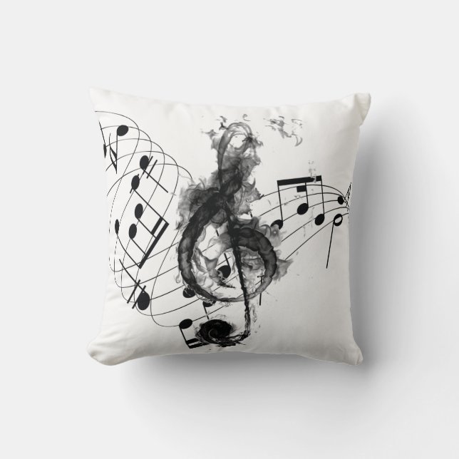Royalet Music Note, svartvit rök, effekt Kudde (Framsida)