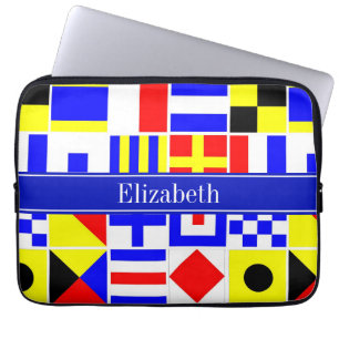 Royalet Namn Monogram för färglös Nautisk signal F Laptop Sleeve