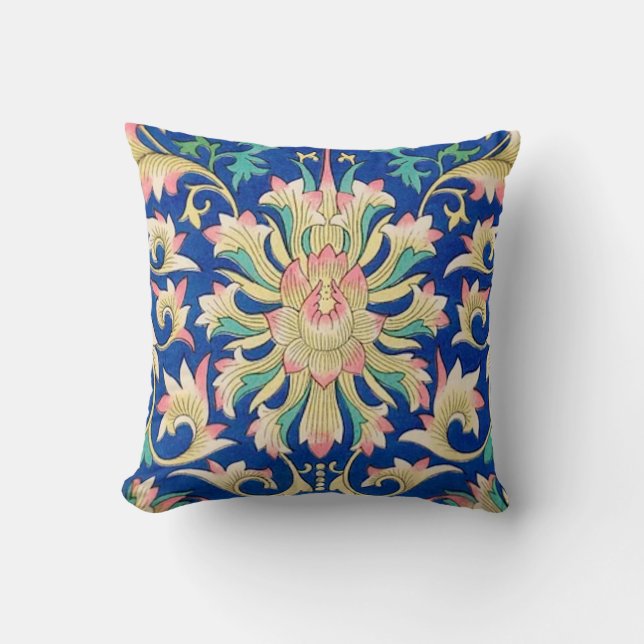 Royalet Oriental Mönster Deep Blue - Antique Blomm Kudde (Framsida)