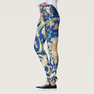 Royalet Oriental Mönster Deep Blue - Antique Blomm Leggings