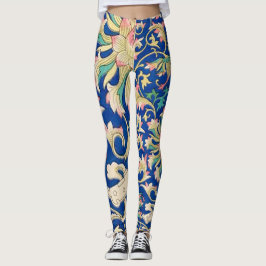Royalet Oriental Mönster Deep Blue - Antique Blomm Leggings