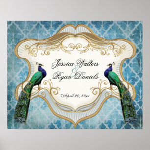 Royalet Peacock Blue-Personlig-årsdag Poster