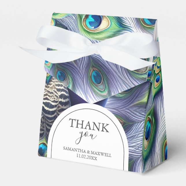 Royalet Peacock för favoritboxar på bröllop Presentaskar (Framsidan Sidan)
