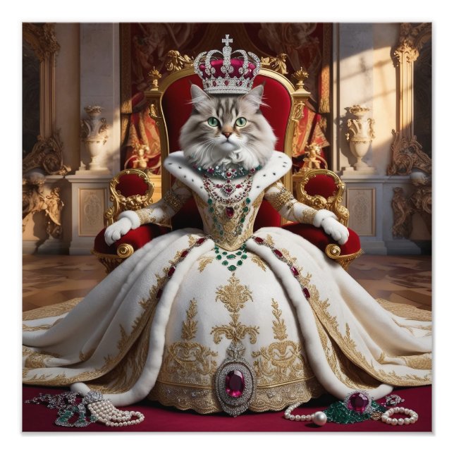Royalet Pet Queen Porträtt - Luxurious Digital Art Fototryck (Framsidan)