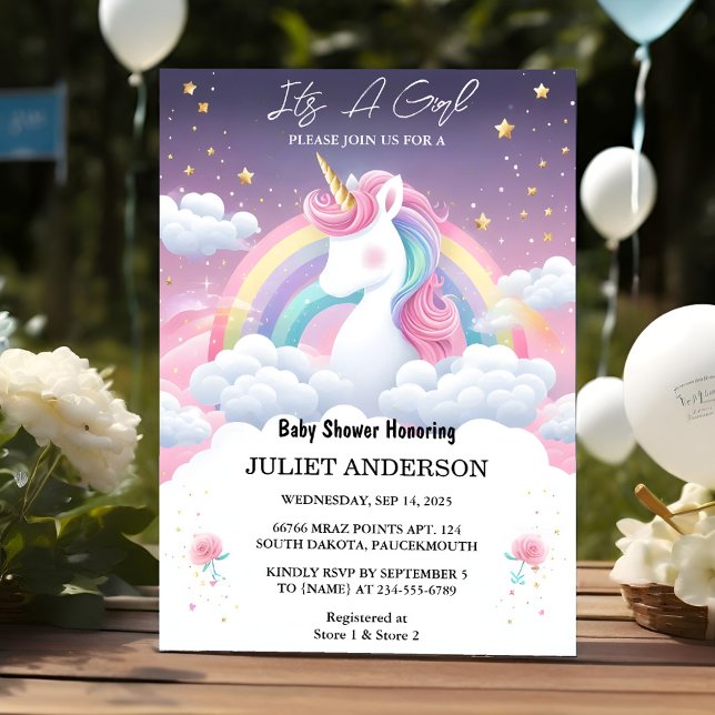 Royalet Pony Unicorn Flicka Shower Glow Space Inbjudningar (Skapare uppladdad)