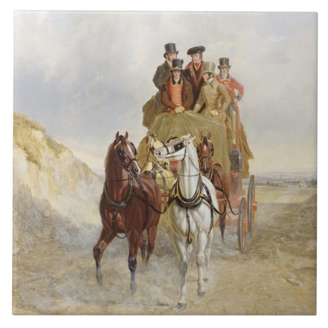 Royalet postar lagledaren på vägen, 1841 (olja kakelplatta (Framsidan)