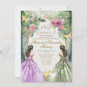 Royalet Princess Mis Quince, Lila och Grönt Inbjudningar